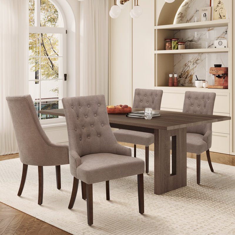51cm H Tufted Fabric Upholstered Side Chair, Taupe