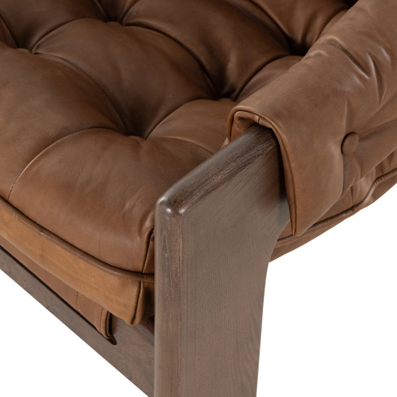 Tuckerman Upholstered Armchair, Heirloom Sienna Genuine Leather, Terra Brown Ash
