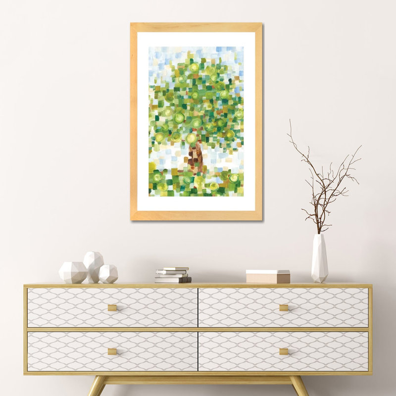 Reproduction d’art, "matelassée Tree II" par Ethan Harper, H 40 po x l 26 po x P 1,5 po, Toile avec cadre argenté
