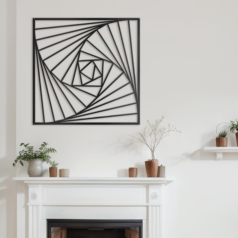 Décoration murale en métal, Noir, H 36 po x l 36 po x P 0,05 po