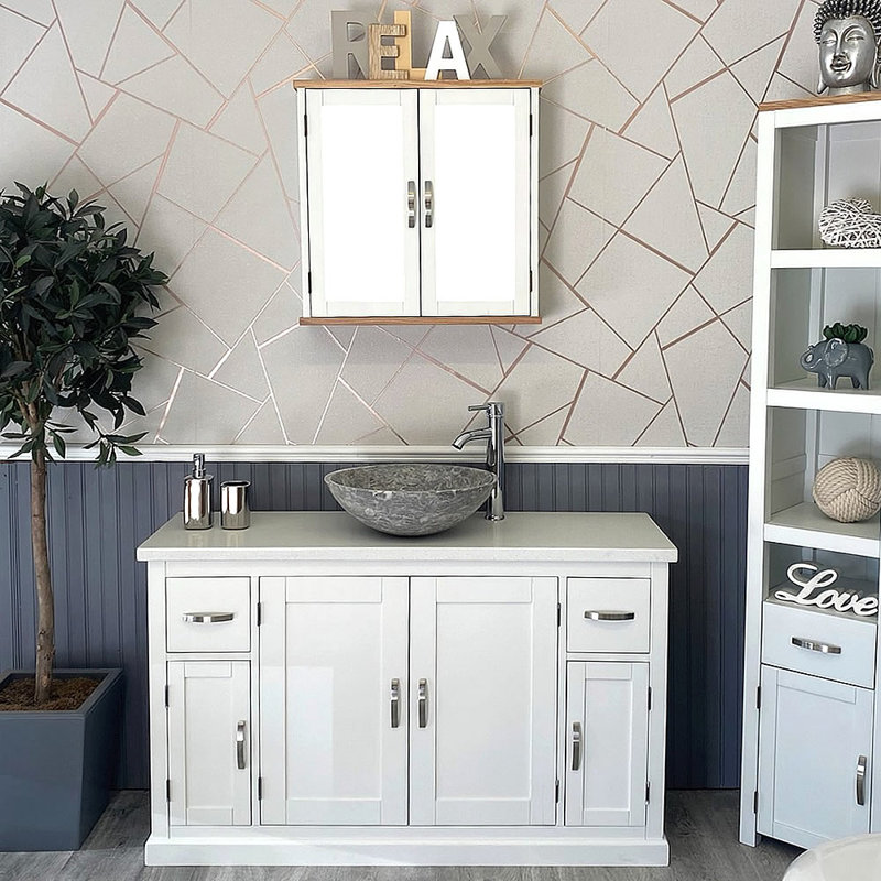 Aquino 1230mm Single Bathroom Vanity with Vessel Stone Basin
