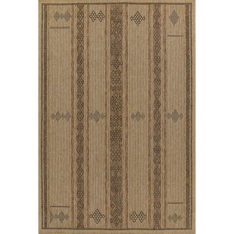 Tapis intérieur / extérieur à motif géométrique brun / beige Ava, Tapis de couloir 2 pi 7 po x 7 pi 6 po