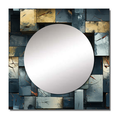 Industrial Concrete Wall Illusion I - Modern Large Square Mirror For Wall Art Decor