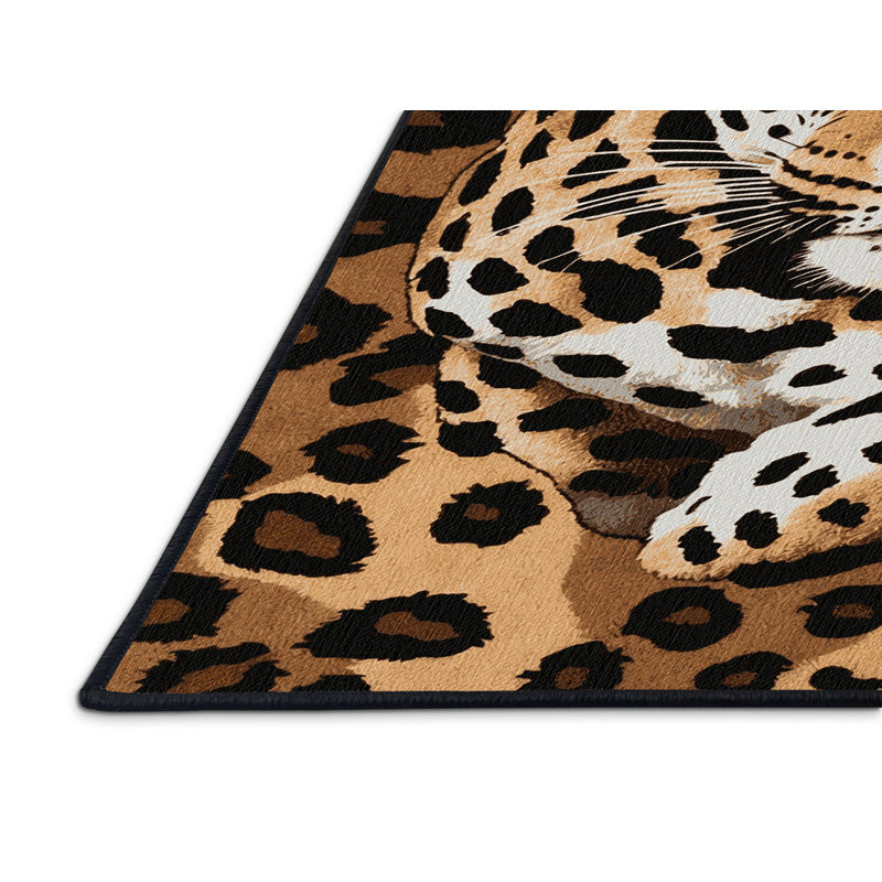  Tapis léopard lavable lavable, Carré 5 pi