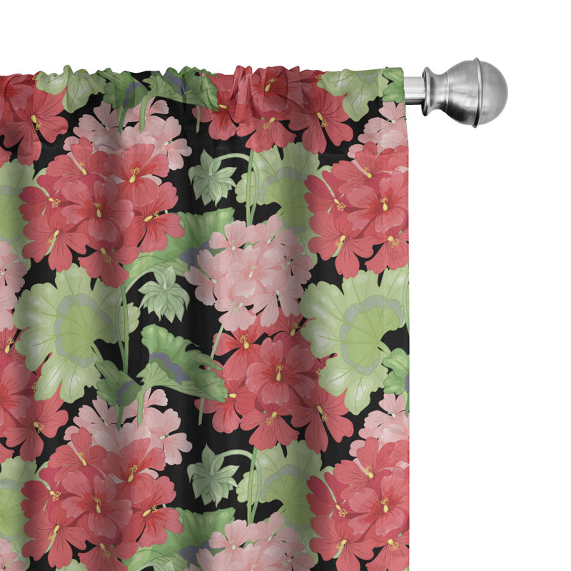 Rideaux 4 panneaux East Urban Home Geraniums, feuilles de fleurs victoriennes, L 56 po x L 95 po