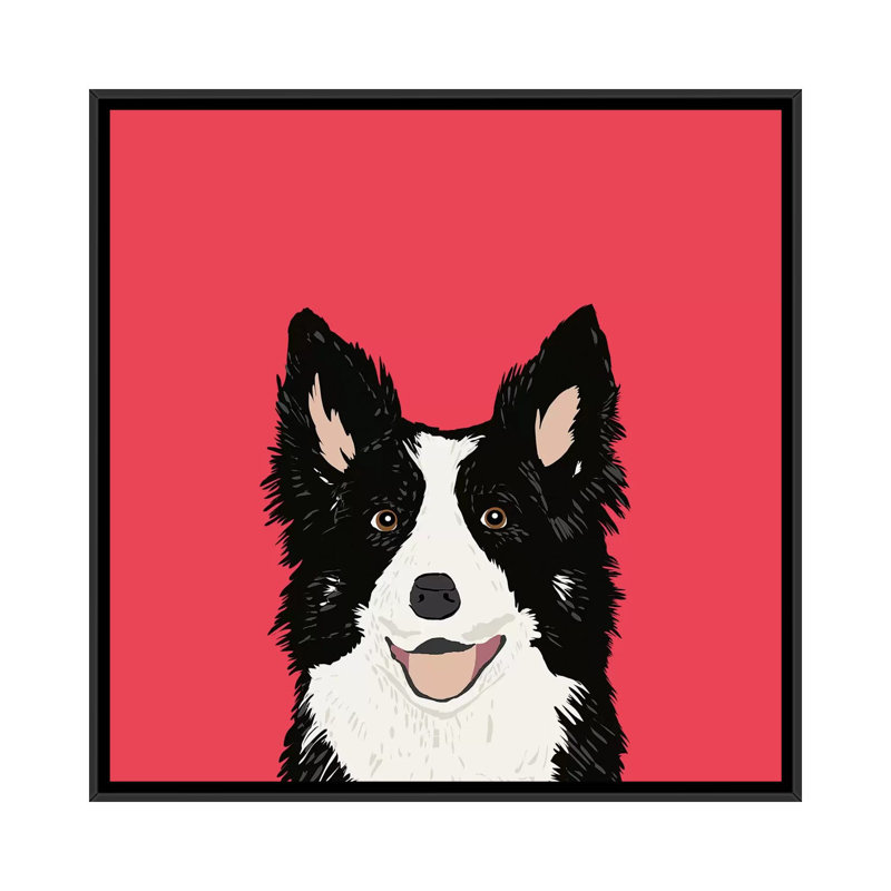 «Border Collie», impression sur toile tendue, H 18 po x l 18 po x P 1,5 po, Toile avec cadre noir, Pas de tapis