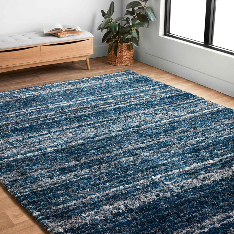 Gimenez Striped Navy/Pewter Area Rug