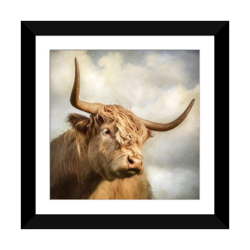 "Vache" par Mark Gemmell-impression d’art graphique, Blanc, H 24 po x l 24 po x p 1 po, Papier noir