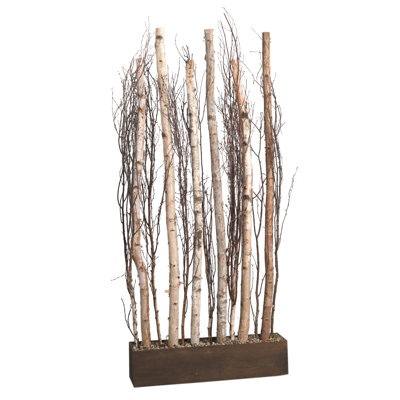 Faux Birch Tree in Solid Wood Planter