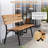 Acacia Wood Patio Loveseat with Heavy Duty Metal Frame, Slatted Backrest and Seat