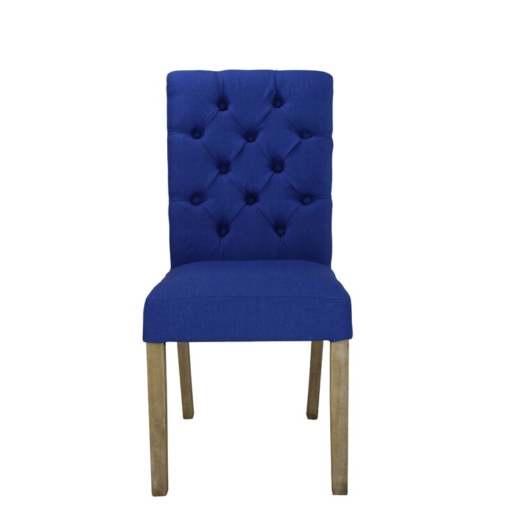 Stanly Rolled Upholstered Parsons Chair (Set of 2) Highland Dunes Upholstery Color: Cobalt