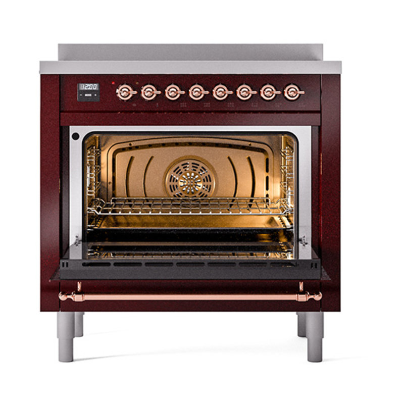 ILVE Nostalgie II Noblesse 36 in Induction Range, Burgundy/Copper