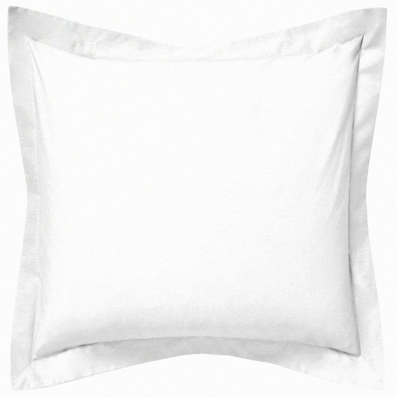 Flange Border Cotton Pillowcase - White - Decorative Large Cushion Cover - Solid Removable Insert - Extra Large - Plain