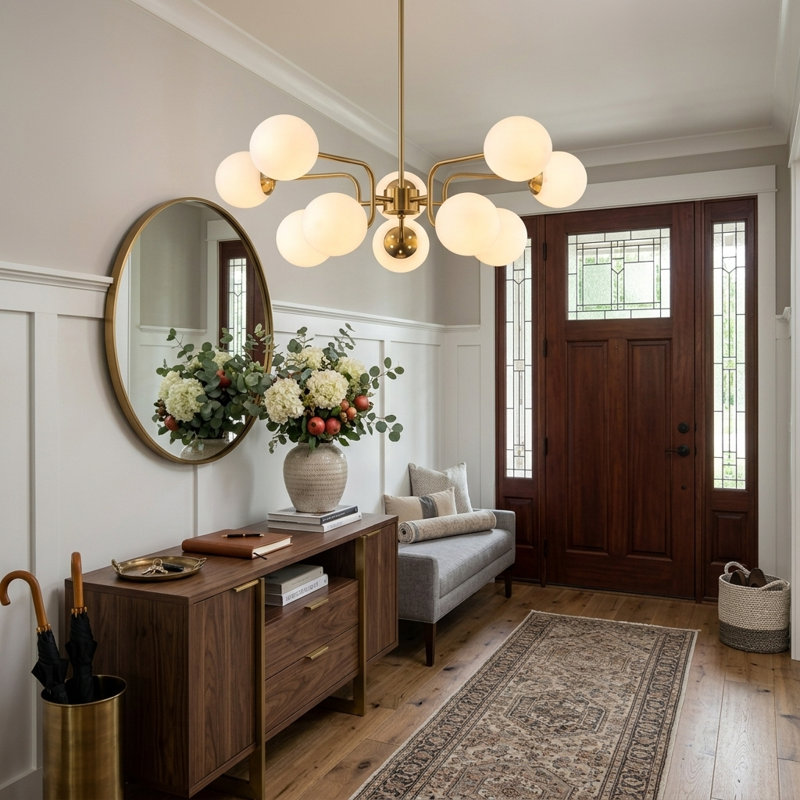 10 - Light Glass Globe Semi Flush Mount Light