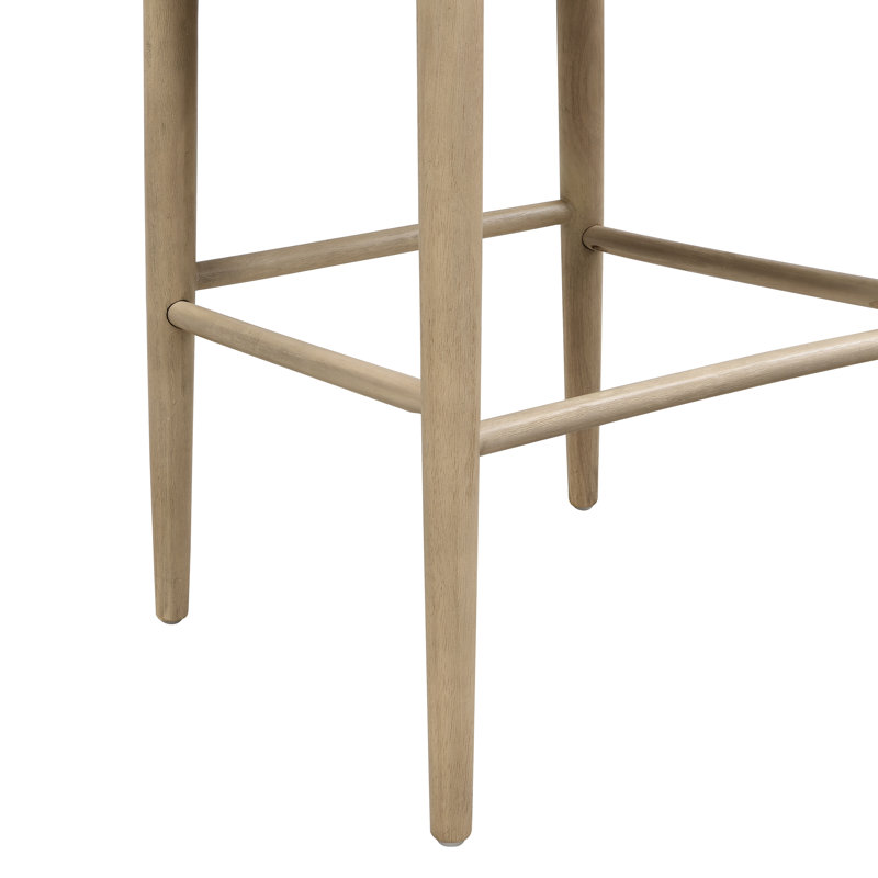 Eameson Mid-Century Modern Upholstered Stools With Rubberwood Frame, Pebble Seat/Light Ash Frame