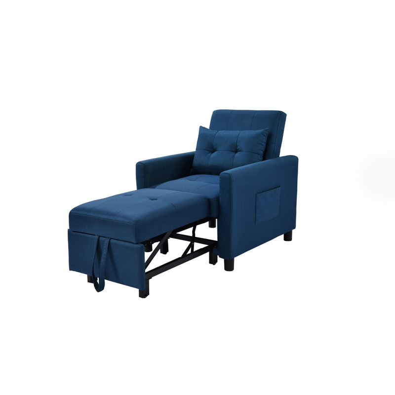 Canapé à accoudoirs arrondis 27,5 po Ilicia, Mélange de lin bleu marine