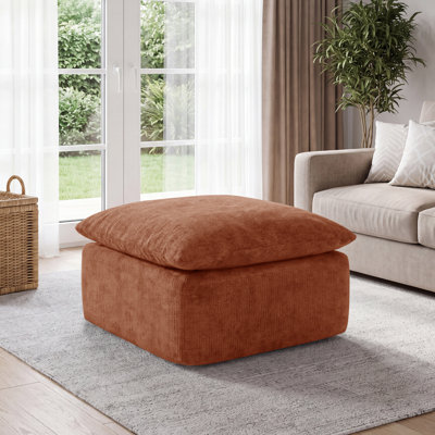 Pouf modulable à compression pour canapé d'angle, repose-pieds moderne en chenille avec ressorts ensachés, livré en rouleau, sans montage, pour salon, orange