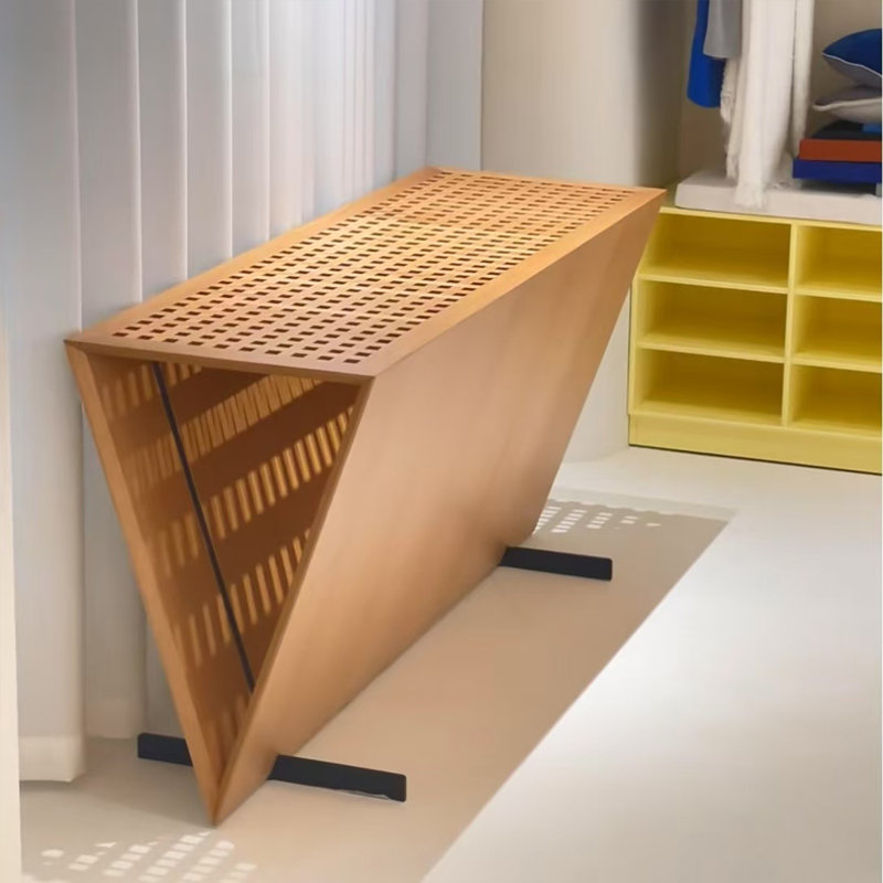 Console en bois naturel à motif de treillis triangulaire, 47.24"W*13.78"D*31.5"H