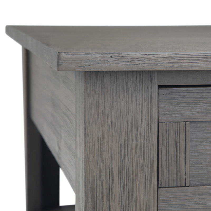 Farmhouse Gray 38" Square Acacia Wood Coffee Table with Storage