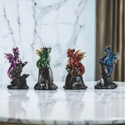 4-PC Set 4"H Dragon with Skull Figurine
