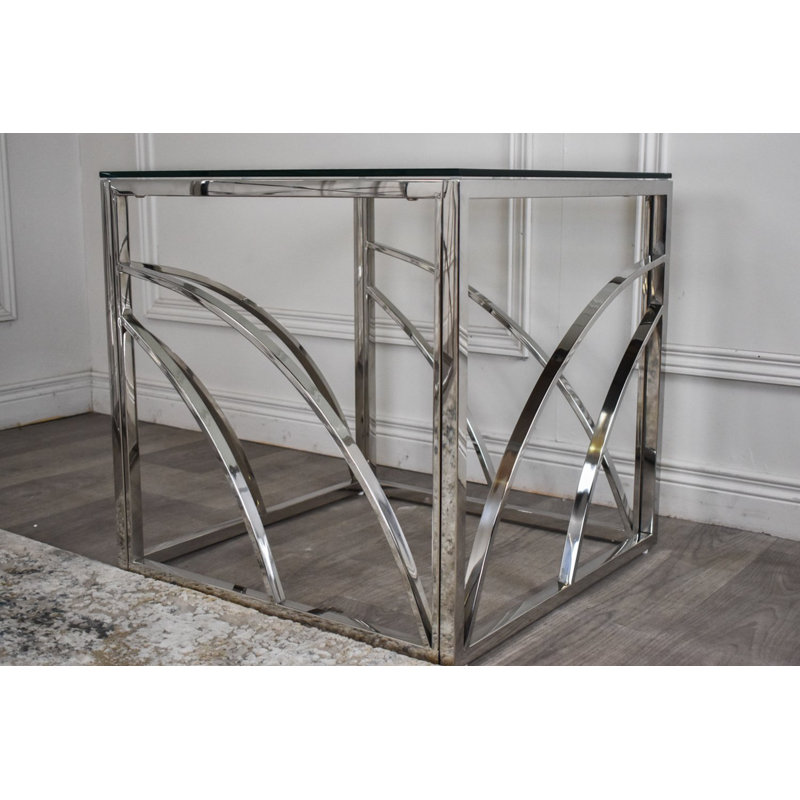 Atalya Glass Top Frame End Table