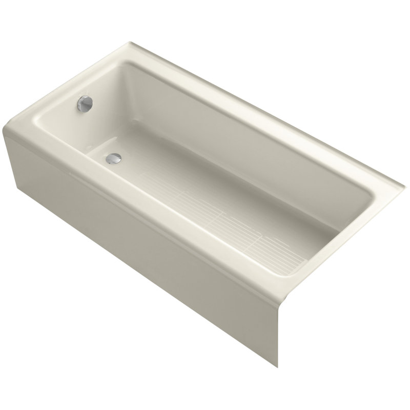 Bellwether 60" x 30.25" Alcove Soaking Cast Iron Bathtub, Almond, Left