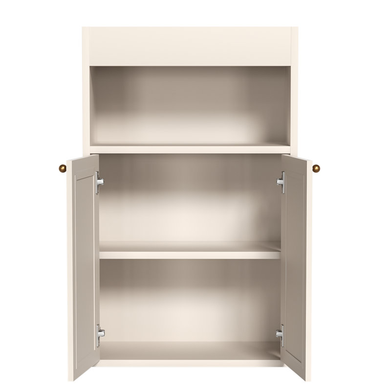 Armoire de rangement de plancher de salle de bain avec 2 portes en rotin OMCHOM, Blanc