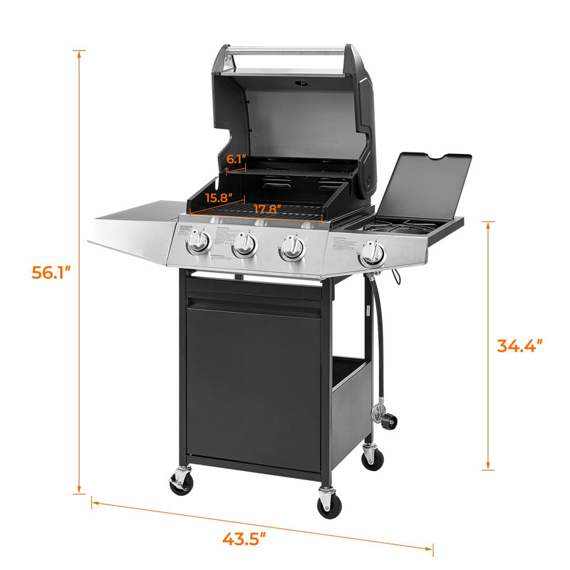Sapphome Single Burner Freestanding Infrared Gas and Charcoal Grill with Side Burner