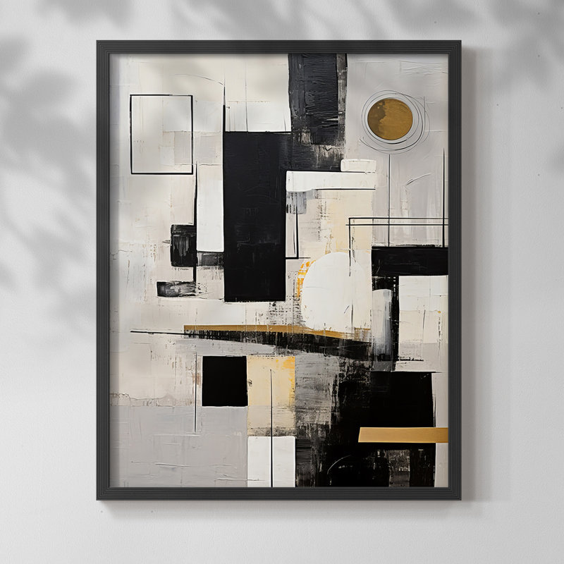 ABSTRACT Series CCCCLIXIX - Impression encadrée de qualité supérieure - Prêt à être accroché - Aucun clou requis, Noir