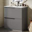 Meuble-lavabo autoportant de 30 po avec lavabo en céramique et tiroirs à extension complète-18636754