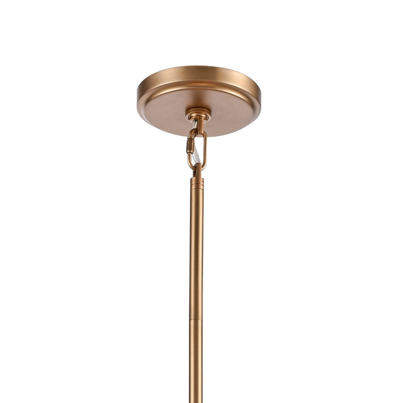 Lustre Corriveau en or laqué avec verre texturé, Ambre foncé