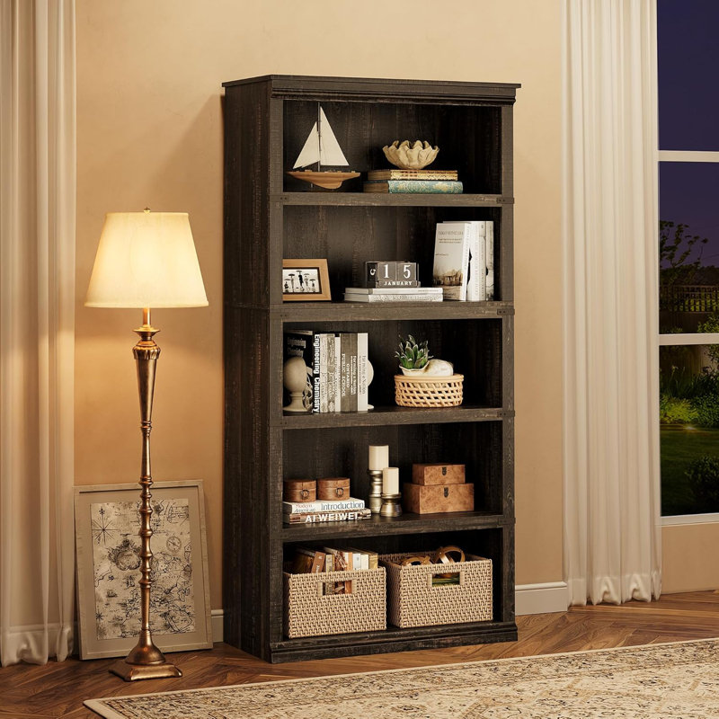 Farmhouse Book Shelf With Storage Open Display Bookshelves, 67.4" Tall Book Case Wooden Bookcase Home Decor Furniture For Home Office, Living Room, Bed Room