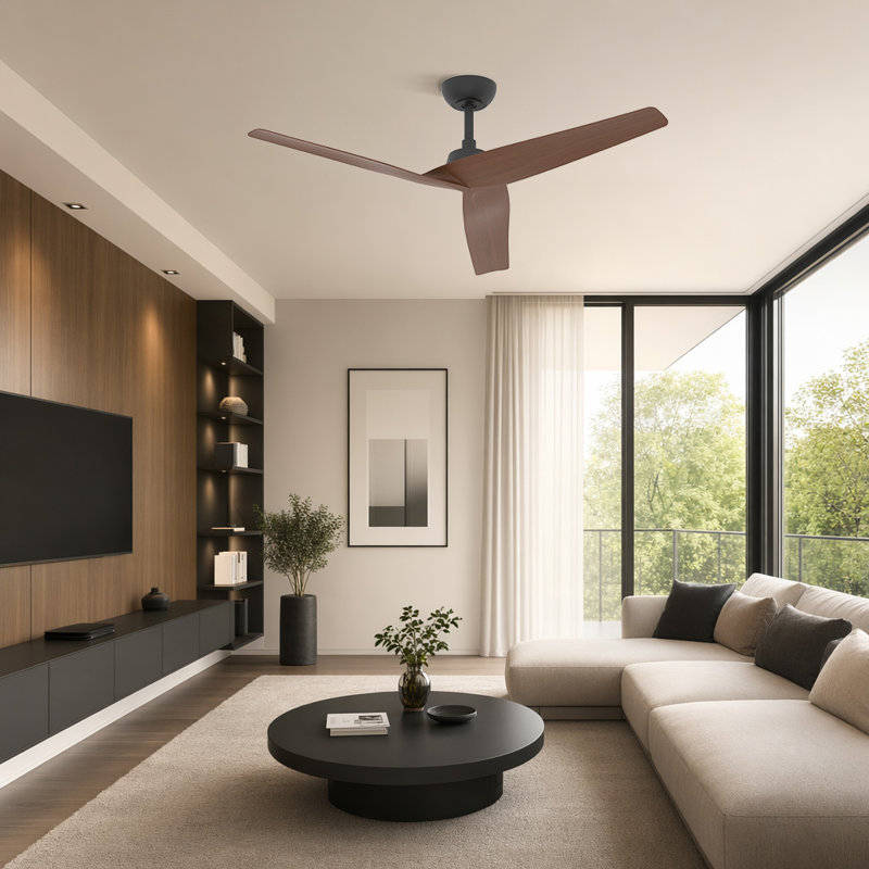 Ventilateur de plafond de 52 pouces avec débit d'air élevé pour les grandes pièces noyer foncé, Noyer foncé
