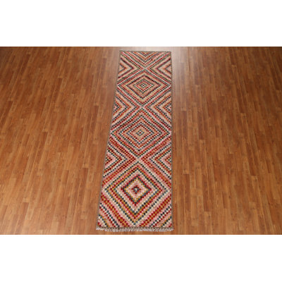 One-of-a-Kind Runner 3' x 9'8" New Age Runner Wool Area Rug in Brown and Green