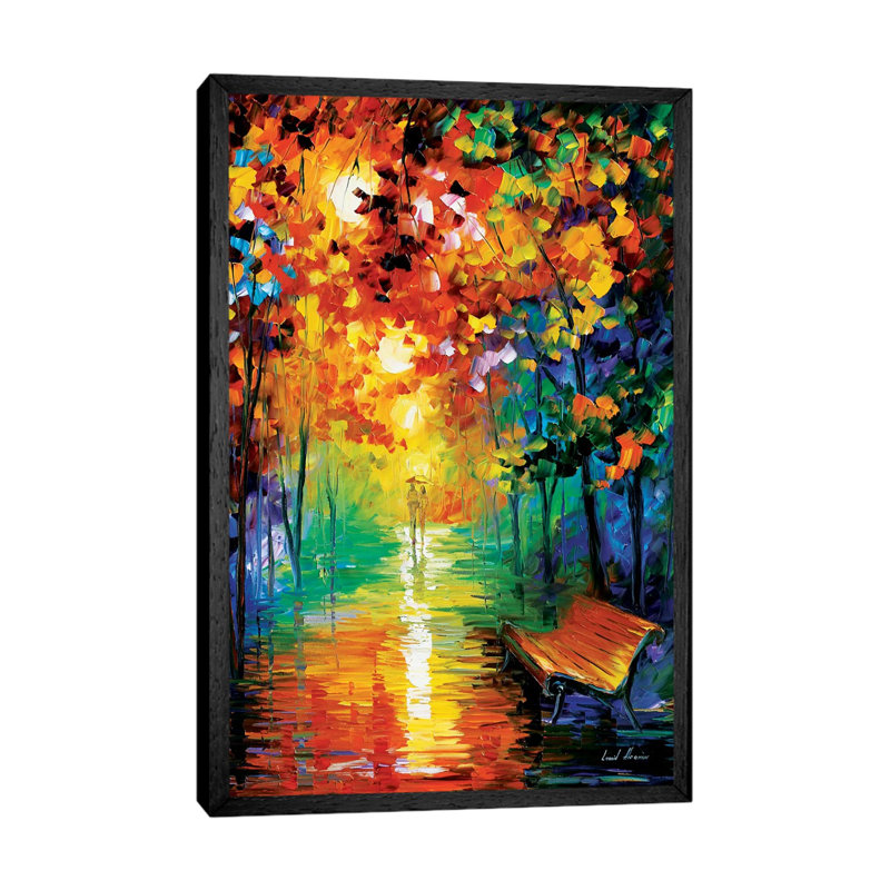 Misty Park II by Leonid Afremov - Painting on Canvas, 66.04 cm H x 45.72 cm W, Black Framed Canvas