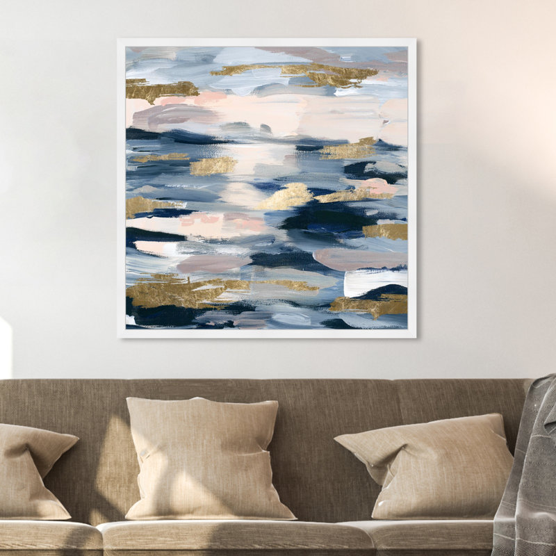 Abstrait, fumée sur l'eau - impression encadrée, H 40 po x l 40 po x P 0,5 po, Cadre noir