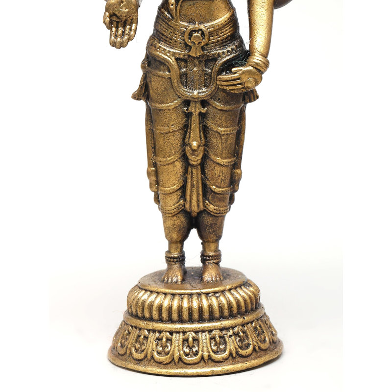 Statue de 4 pouces Vishnu avec quatre bras en laiton