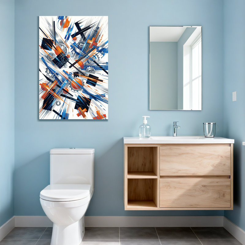 Abstract Dynamic Abstract Geometric Technology Pattern Design, 18" H x 12" W