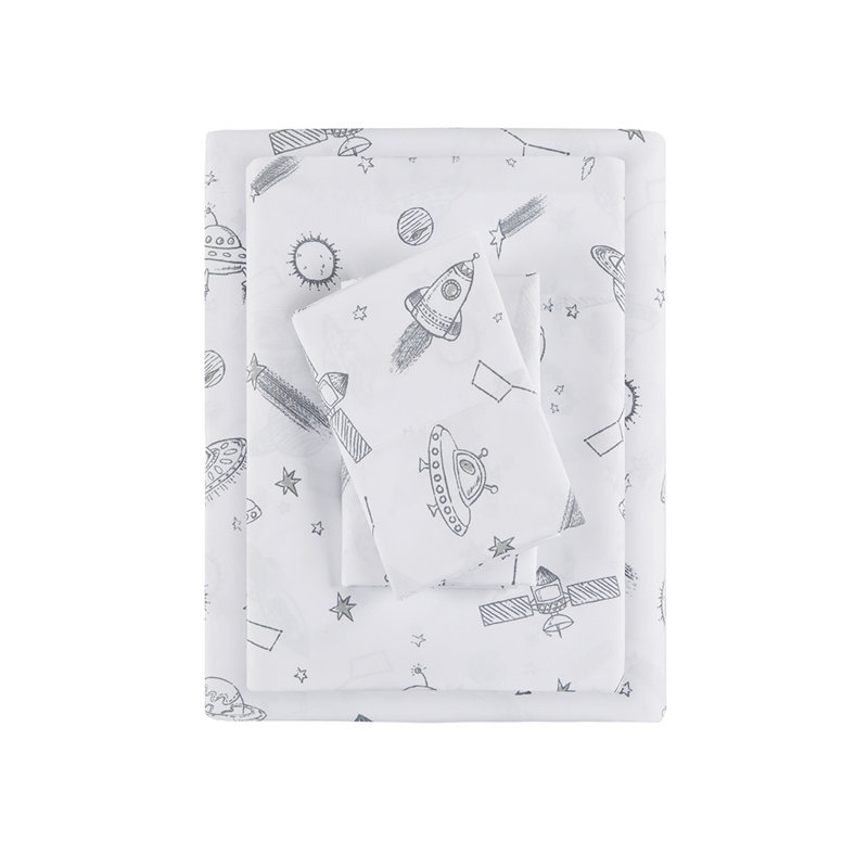 Ensemble de draps en microfibre Gracie Mills Lila, Ensemble de draps pour lit grand avec un drap-hous, gris