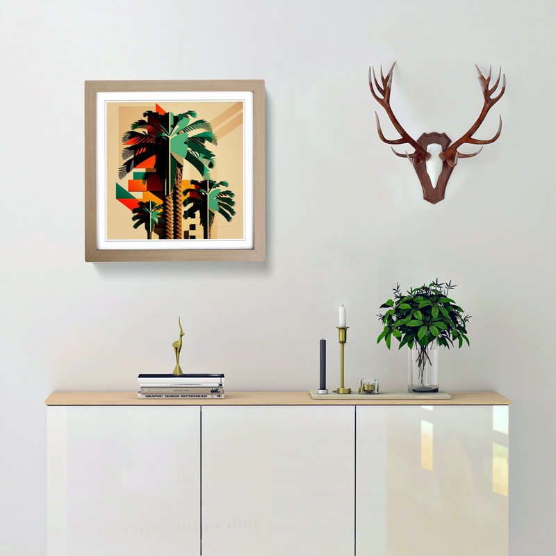 Palm Tree Constructivism - Framed Print, Oak