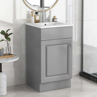 Meuble-lavabo 20 po avec lavabo en céramique, tablette réglable
