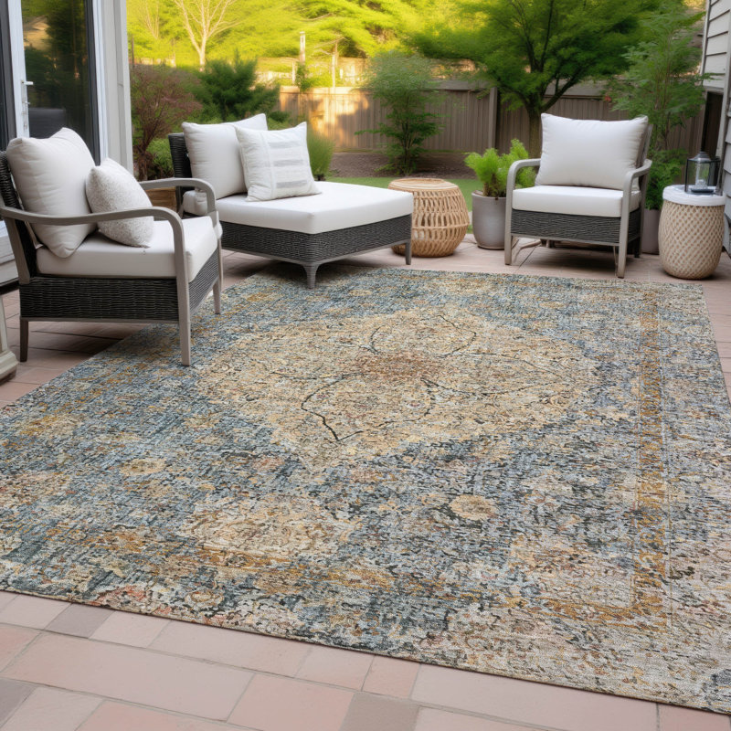 Machine Washable Indoor/Outdoor Colman ACN2136 Global Rug, Rectangle 2'6" x 3'10"