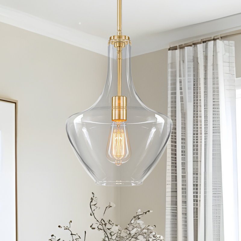 Luminaire suspendu moderne 1 lumière Teardrop, Doré