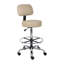 Tabouret de dessinateur médical Fea, vinyle beige, dossier bas et siège rembourré, chrome-118318941