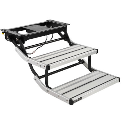 RV Steps, 2-Step, 440 lbs Load Capacity, Electric Retractable RV Stairs, Telescopic Folding Aluminum Alloy Camper Steps, Steel Frame Non-Slip Entry Stair for Camper Van Motorhome Travel Trailer