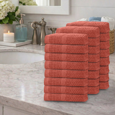 Ensemble de serviettes à main 24 pièces Willow - 100% coton peigné, qualité supérieure 630 g / m², corail, ultra-doux et très absorbant