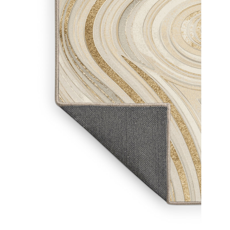Soft Plush Escarcega New Years Modern & Contemporary Abstract Area Rug in Beige – Beige Binding, 2x3