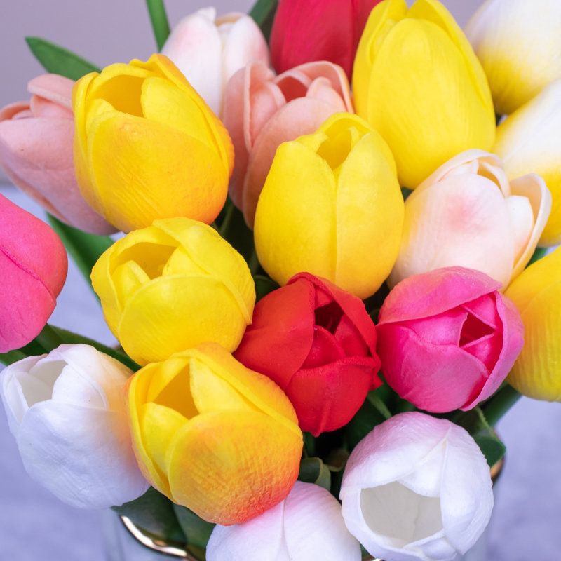 Summer Spring Elegance: Real-Touch Multicolor Tulip Bouquet