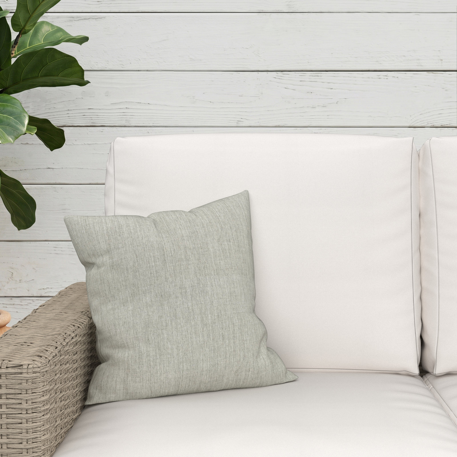 Indoor/Outdoor Throw Pillow, Square 16", Canvas Granite Sunbrella® Canvas