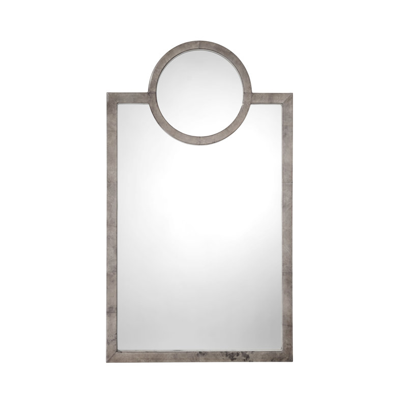 Keystone Rectangle Leather Framed Wall Mirror, Grey